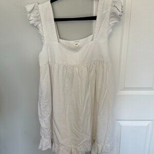 Aerie White Babydoll Dress Linen Womens Size L Flowy